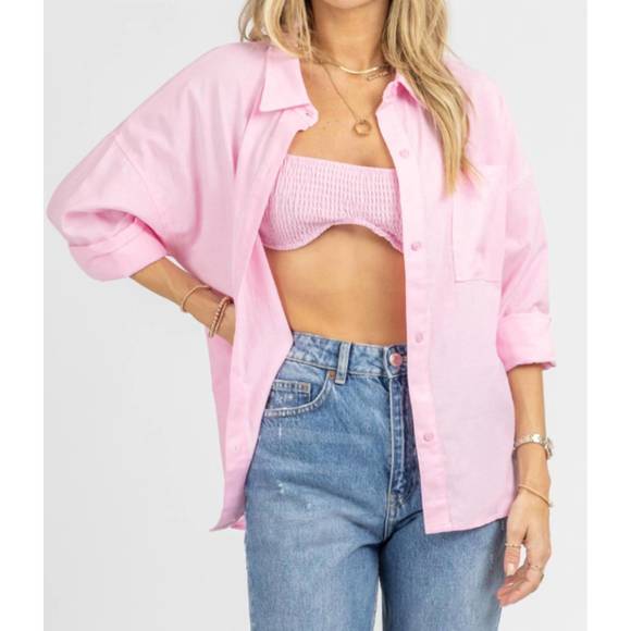 NEW LE LIS bralette + button down in pink - Picture 2 of 5